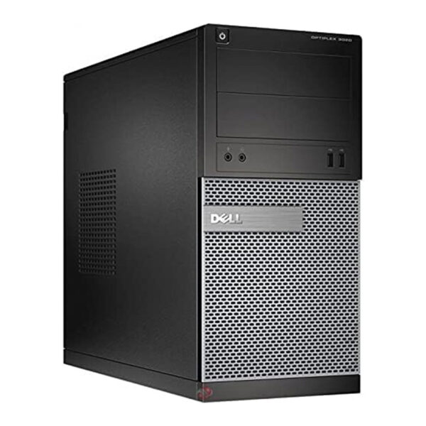 كمبيوتر Dell OptiPlex 3020 Tower، بمعالج Intel Core i5 الجيل الرابع، وذاكرة رام 8 جيجابايت، وقرص صلب 500 جيجابايت، وبطاقة رسومات Intel HD Graphics، ومحرك أقراص DVD RW.