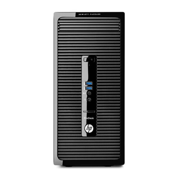 كمبيوتر HP ProDesk 400 G2 Microtower بمعالج Intel Core™ i5-4590، وذاكرة رام 8 جيجابايت، وقرص صلب HDD بسعة 500 جيجابايت، وبطاقة رسومات Intel HD Graphics.