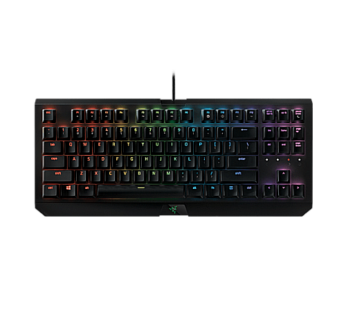 لوحة مفاتيح الألعاب الميكانيكية ريزر BlackWidow X Tournament Edition Chroma RGB – مزودة بمفاتيح Razer Green لتجربة لمسية ونقرية، تصميم سلكي مدمج بـ 87 مفتاحًا، وتخطيط US، باللون الأسود