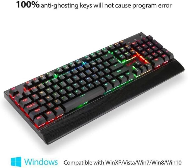 Redragon K557 RGB Backlit Mechanical Gaming Keyboard with Blue Switches, Aluminum Base, Anti-ghosting 104 Keys - Image 2