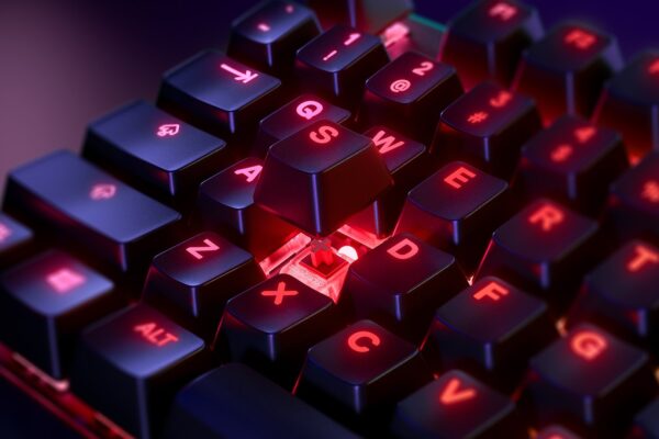 ⁦ستيل سيريس Apex 7 TKL Gaming Keyboard – لوحة مفاتيح ألعاب بدون مفاتيح رقمية (Tenkeyless)، مزودة بمفاتيح Red Switch، مع شاشة OLED مدمجة⁩ - الصورة ⁦5⁩