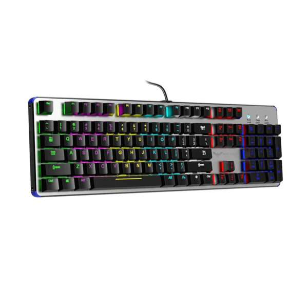 هافت Mechanical Keyboard RGB لوحة مفاتيح ميكانيكية للألعاب – مزودة بمفاتيح Blue Switches، اتصال سلكي عبر USB، إصدار المملكة المتحدة (UK Version)، ومتوفرة بعدة طرز وخيارات