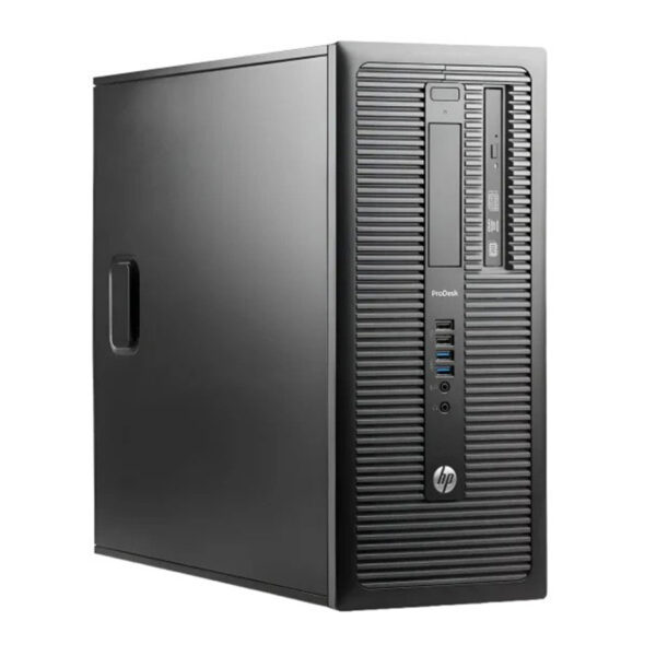 كمبيوتر HP ProDesk 600 G1 Tower، مزود بمعالج Intel Core i5 الجيل الرابع، وذاكرة رام 8 جيجابايت DDR3، وقرص صلب 500 جيجابايت HDD، ويعمل بنظام Windows 10.