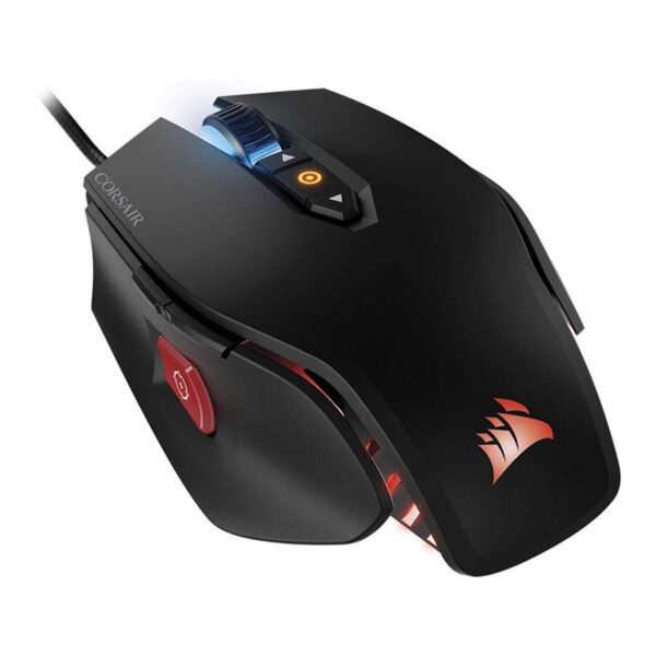 ماوس الألعاب كورسير M65 PRO RGB مخصصة لألعاب التصويب (FPS)، بإضاءة خلفية RGB LED، بدقة 12000 نقطة في البوصة (DPI)، تستخدم مستشعرًا بصريًا، باللون الأسود.