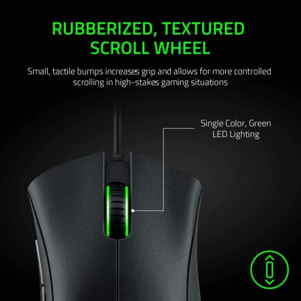 ⁦ماوس الألعاب ريزر DeathAdder Essential: مزودة بمستشعر بصري بدقة 6400 نقطة في البوصة (DPI) – 5 أزرار قابلة للبرمجة – مفاتيح ميكانيكية – مقابض جانبية مطاطية – باللون الأسود الكلاسيكي.⁩ - الصورة ⁦2⁩