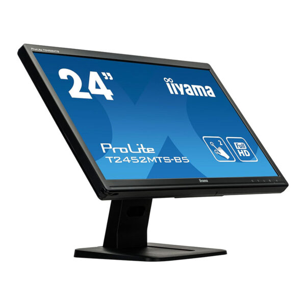 ⁦شاشة iiyama ProLite T2452MTS بحجم 24 بوصة، تعمل باللمس المزدوج (Dual Touch)، بدقة عالية HD، من نوع LED، باللون الأسود⁩ - الصورة ⁦2⁩