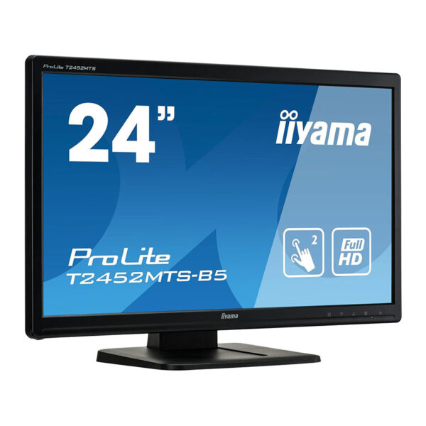 شاشة iiyama ProLite T2452MTS بحجم 24 بوصة، تعمل باللمس المزدوج (Dual Touch)، بدقة عالية HD، من نوع LED، باللون الأسود