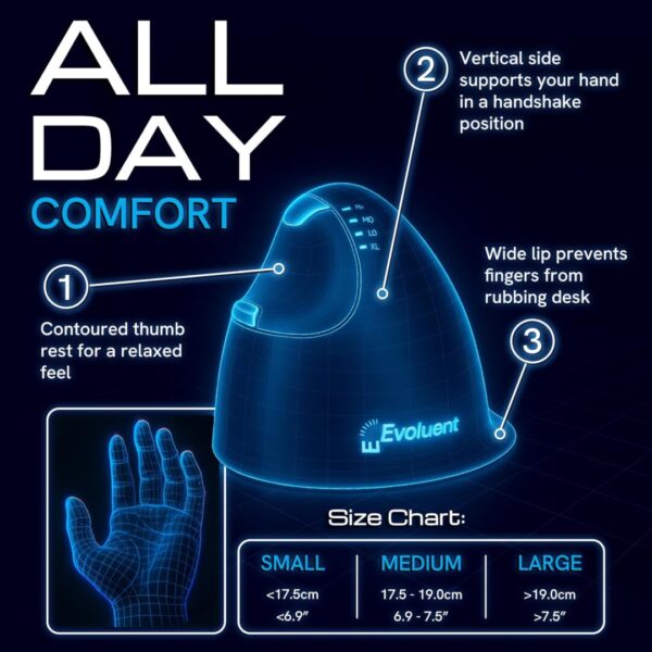Evoluent Vertical Mouse 4 Right Hand Ergonomic Mouse Wired USB – Relieves Wrist Discomfort, Adjustable Speed, Programmable Buttons – Vertical Ergonomic Wired Mouse for Carpal Tunnel, Office Use - Image 9