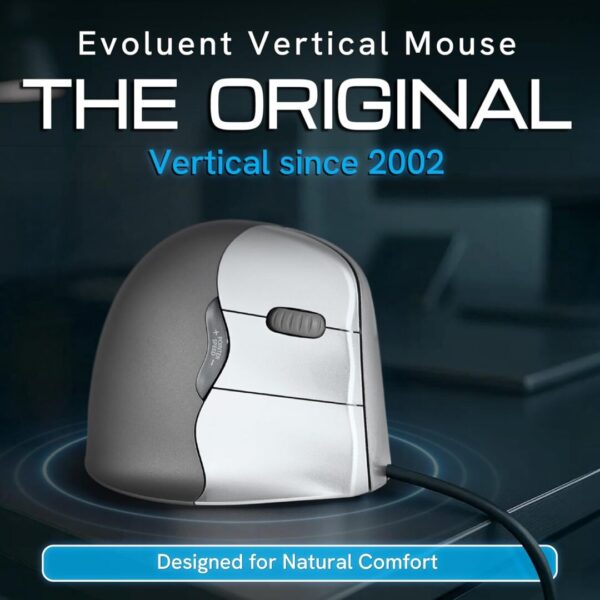 Evoluent Vertical Mouse 4 Right Hand Ergonomic Mouse Wired USB – Relieves Wrist Discomfort, Adjustable Speed, Programmable Buttons – Vertical Ergonomic Wired Mouse for Carpal Tunnel, Office Use - Image 7