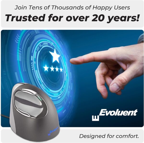 Evoluent Vertical Mouse 4 Right Hand Ergonomic Mouse Wired USB – Relieves Wrist Discomfort, Adjustable Speed, Programmable Buttons – Vertical Ergonomic Wired Mouse for Carpal Tunnel, Office Use - Image 6