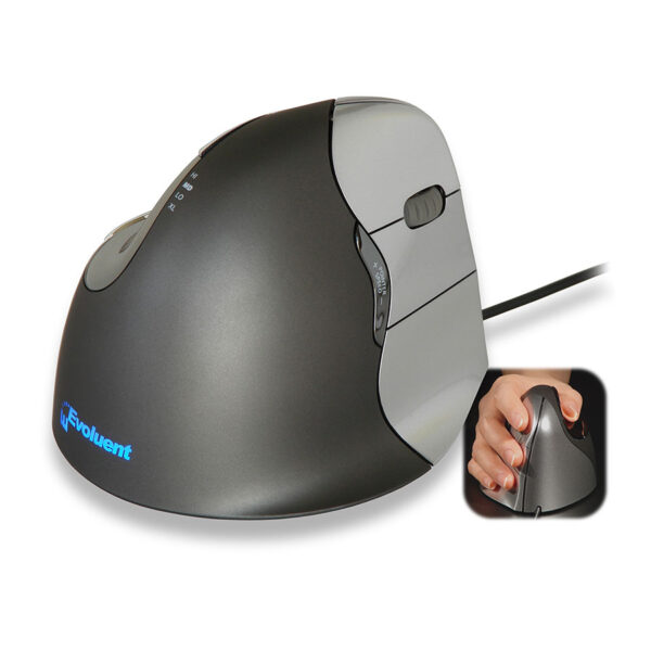 Evoluent Vertical Mouse 4 Right Hand Ergonomic Mouse Wired USB – Relieves Wrist Discomfort, Adjustable Speed, Programmable Buttons – Vertical Ergonomic Wired Mouse for Carpal Tunnel, Office Use - Image 2